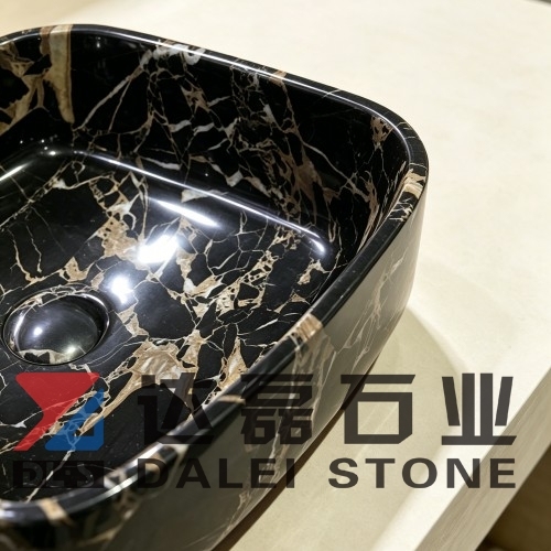 Portoro Extra Marble Rounded Rectangular Wash Basin
