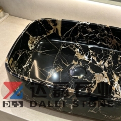 Portoro Extra Marble Rounded Rectangular Wash Basin
