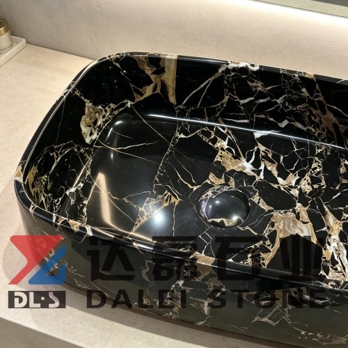 Portoro Extra Marble Rounded Rectangular Wash Basin