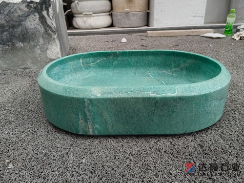 Oval Amazon Green Marble Vessel Sink Luxury Bathroom Decor