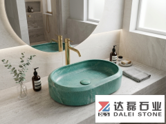Oval Amazon Green Marble Vessel Sink Luxury Bathroom Decor