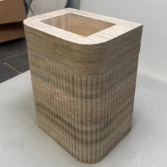 Natural Marble Integrated Fluted Travertine Bathroom Vanity Sink with Cabinet