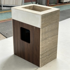 Natural Marble Integrated Fluted Travertine Bathroom Vanity Sink with Cabinet