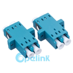 LC-LC plástico Duplex Singlemode adaptador de fibra óptica con brida