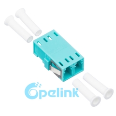 LC-LC plástico Duplex multimodo OM3 adaptador de fibra óptica sin brida