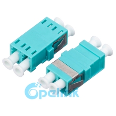 LC-LC plástico Duplex multimodo OM3 adaptador de fibra óptica sin brida