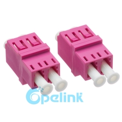 LC-LC plástico dúplex cuadrado multimodo OM4 adaptador de fibra óptica