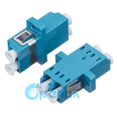 LC-LC plástico Duplex Singlemode adaptador de fibra óptica con brida