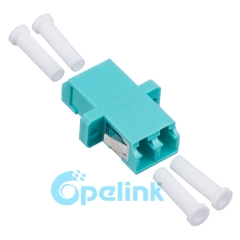 LC-LC plástico duplex multimodo om3 adaptador de fibra óptica com flange