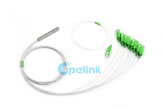 1x8 divisor de fibra óptica, 0.9mm sc/apc mini divisor de fibra óptica sem bloqueio plc