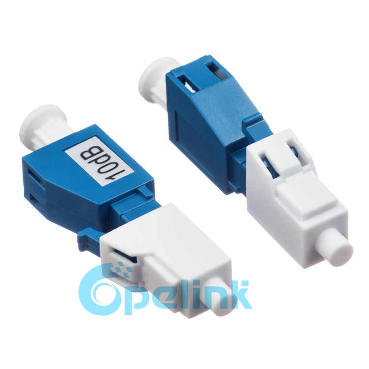 LC male to LC female singlemode Fixed Fiber Optic Attenuator with blue housing