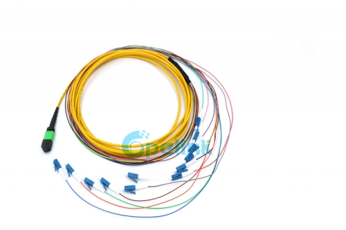 Mtp/MPO-LC cabo de fibra redonda fanout 0.9mm singlemode cabo de patch de fibra óptica