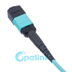 Mpo/mtp cabo de fibra redonda multimodo om3 cabo de patch de fibra óptica
