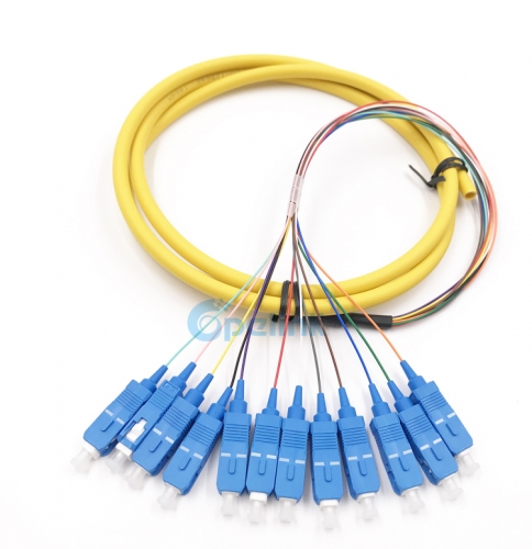 SC/PC Distribution Fiber Optic Pigtail, SM 9/125 Fanout 0.9mm Optical Fiber Pigtail