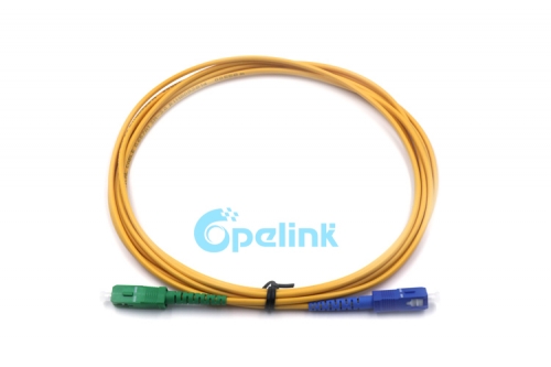 SC-SC/APC Fiber Jumper, 3.0mm SM Simplex 9/125 Fiber Optic Patch Cable