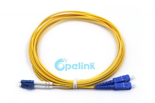 SC-LC Cable de parche de fibra, 2,0mm Duplex SM 9/125 Cable de parche de fibra óptica