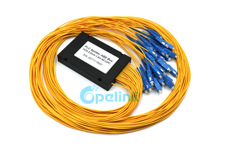 This is a 1X32 Fiber PLC Splitter product sold by OPELINK. The ABS BOX package ensures the safety of the PLC Splitter, and the SC/PC SM Pigtail provides excellent transmission performance