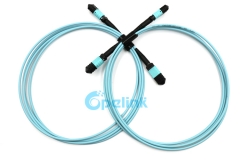 Cable de tronco MPO/MTP: Cable de fibra redonda de 12 fibras Cordón de parche de fibra óptica OM3 multimodo