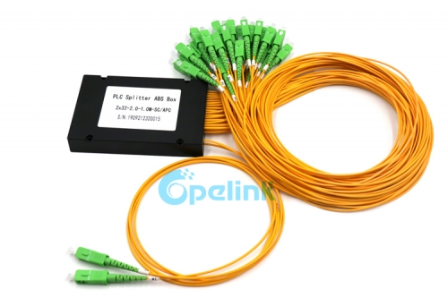 2X32 Fiber Splitter , 2.0mm SC/APC ABS Box Fiber Optic PLC Splitter