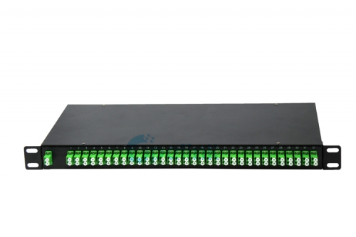2x64 Rack Mount PLC Fiber Splitter, LC/APC 1U 19" Rack Mount Fiber Optic PLC Splitter
