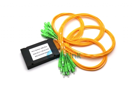 2X24 Fiber Splitter , 2.0mm SC/APC Fiber Optic PLC Splitter, ABS BOX Package