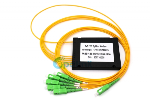 FBT Coupler Splitter: 1x5 ABS Module FBT Splitter, 2.0mm SC/APC SingleMode