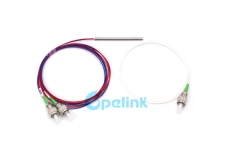 Divisor óptico FBT: 1x2 divisor de acoplamiento óptico, tubo de acero FC/APC de 0,9mm, modo singular