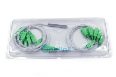 Divisor de fibra 1X8, divisor de fibra óptica PLC de 0,9mm SC/APC, mini pacote sem bloqueio