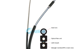 Cable de bajada de fibra FTTH, Cable de fibra óptica de bajada tipo 8 de acero trenzado autoportante, Cable de fibra óptica con miembro de resistencia de metal, Gjyxch / GJYXFCH