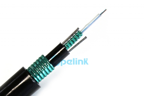 2-24cores GYXTW53 Cabo de fibra óptica para exterior, cabo de fibra óptica de tubo solto central de dupla blindagem com blindagem dupla