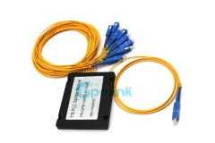 Divisor óptico 1X8, Divisor PLC de fibra óptica SC / PC, Paquete de caja de plástico ABS