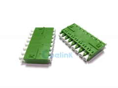 LC/APC 8-Port Fiber Optic Adapter, Green Plastic Singlemode Optical Fiber Adapter without flange