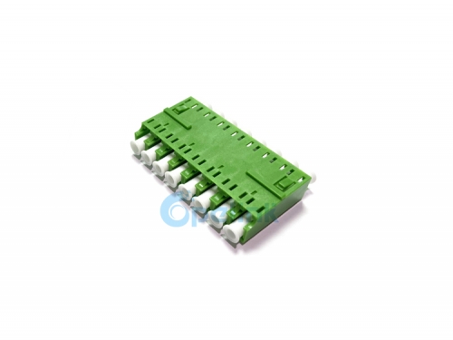 LC/APC 8-Port Fiber Optic Adapter, Green Plastic Singlemode Optical Fiber Adapter without flange