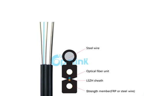 GJYXFCH FTTH Cabo de fibra ótica, cabo de fibra ótica autossuficiente, membro de força metálica FTTH cabo de fibra