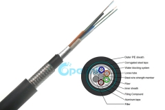 Cabo de fibra óptica blindado GYTA53, revestimento duplo Cabo de fibra óptica diretamente enterrado, cabo óptico blindado de até 144 cores