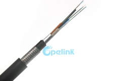 Cabo de fibra óptica blindado GYTA53, revestimento duplo Cabo de fibra óptica diretamente enterrado, cabo óptico blindado de até 144 cores