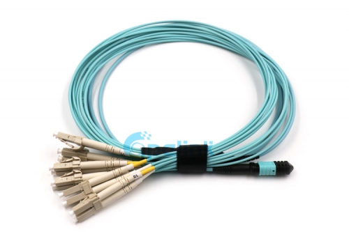 OM3 MPO-LC Fiber Optic Patch cable, 12 Fibers MPO Harness Cable, Use for High density data center MPO to LC Breakout Cable
