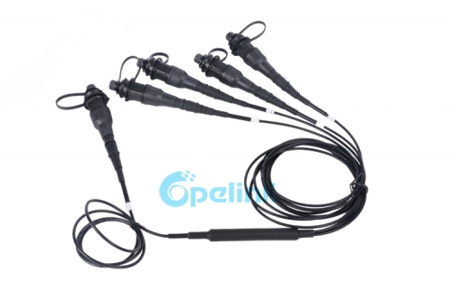 1x4 PLC Flexible Splitter Terminal, Mini FST with Hardened waterproof H-connector in-line Receptacle