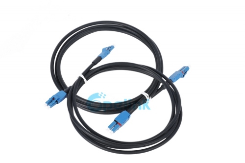 LC para LC Duplex Cord de patch de fibra blindada ao ar livre, OS2 single-mode, jaqueta TPU de 5mm