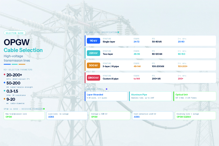 OPGW Cable Selection Guide for High-Voltage Transmission Lines