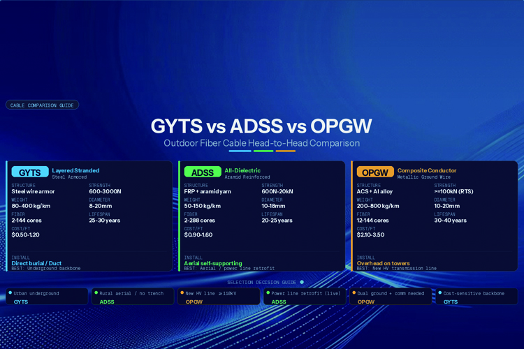 GYTS vs ADSS vs OPGW: Outdoor Fiber Cable Comparison