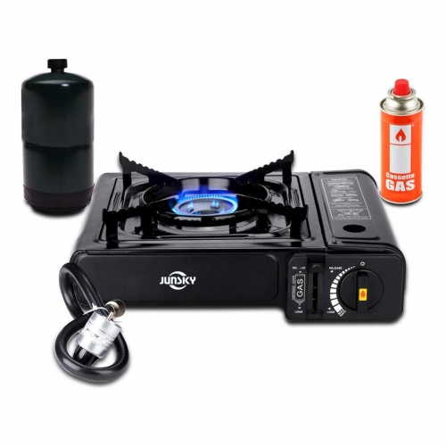 Junsky Dual Fuel Propane & Butane Portable Outdoor Camping Gas Stove Single Burner with Carry Case