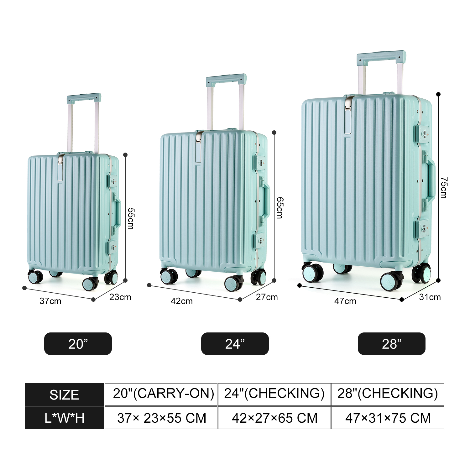Factory Custom PC Carry-ons Trolley Aluminium Suitcase Luggage