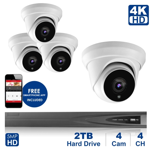 Anpviz 4 Channel 4K Home Security System With 4 Turret Security Dome IP ...