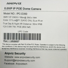 Anpviz 5MP PoE IP Dome Camera Outdoor, IP Security Camera Night Vision 98ft Weatherproof IP66 Indoor Outdoor ONVIF Compaliant Wide Angle 2.8mm, Compatible Hikvision #IPC-D350W-S
