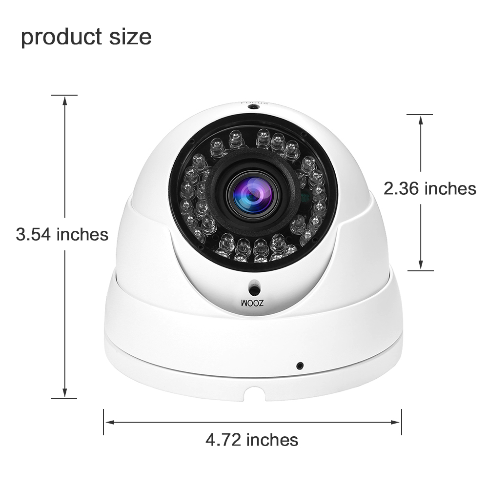 Security Indoor/Outdoor Dome Camera 1000TVL White 36IR - 2.8-12mm Varifocal