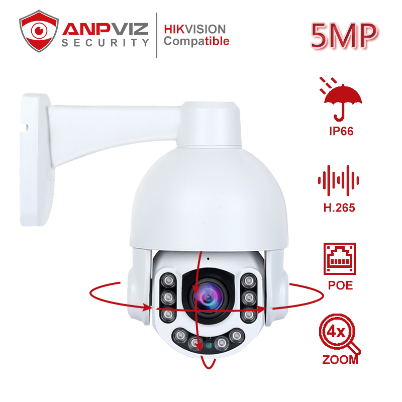Anpviz 5MP Dome PTZ POE IP Camera 4X Optical Zoom Support IP66 Security Camera IR Distance up to