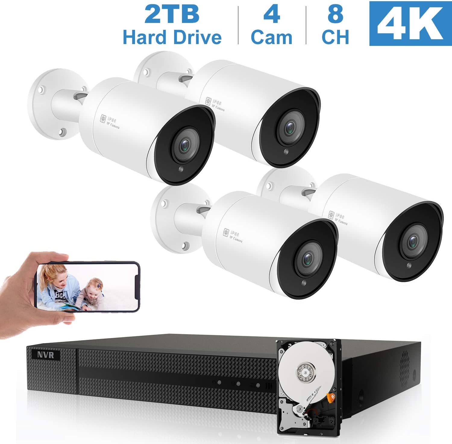 (Hikvision Compatible) Anpviz 8MP 8CH PoE IP Camera System, 8 Channel ...