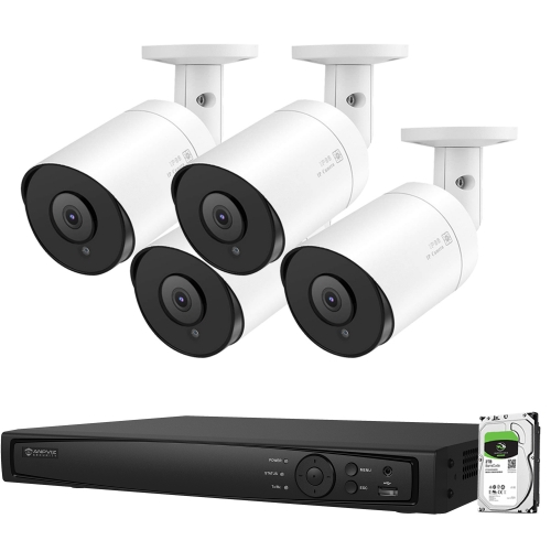 Anpviz 8MP IP PoE Camera Security System, 4pcs 8MP Bullet PoE IP Cameras Outdoor, H.265+ 4K 8MP 8CH NVR with 2TB HDD Video Surveillance NVR System for Recording Plug&Play Hik Connect APP