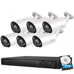 【4X Optical Zoom】Anpviz 5MP IP POE Security Camera System, 8CH H.265 NVR with 2TB HDD and 6 pcs 5MP 4X Optical 2.8~12mm Vari-Focal Outdoor IP POE Bullet Cameras Home Security System with Audio Recording, Waterproof, 98ft Night Vision, HIK Connect APP
